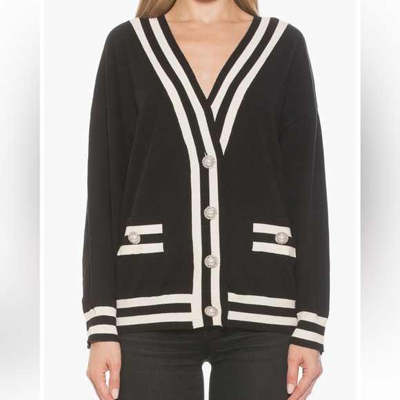 Alexia Admore Frances Stripe Cardigan Sweater - Picture 2 of 5